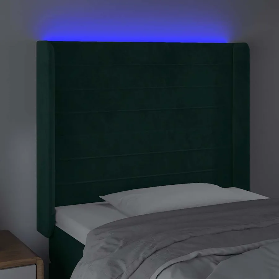 Tête de lit à LED Vert foncé 93x16x118/128 cm Velours - 4