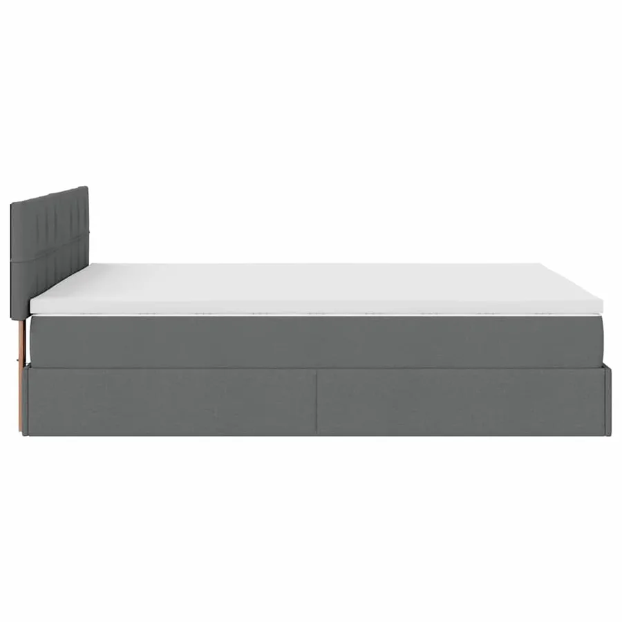 Lit ottoman avec matelas et LED gris foncé 140x200 cm tissu - 11