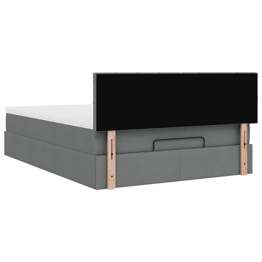 Lit ottoman avec matelas et LED gris foncé 140x200 cm tissu - 12