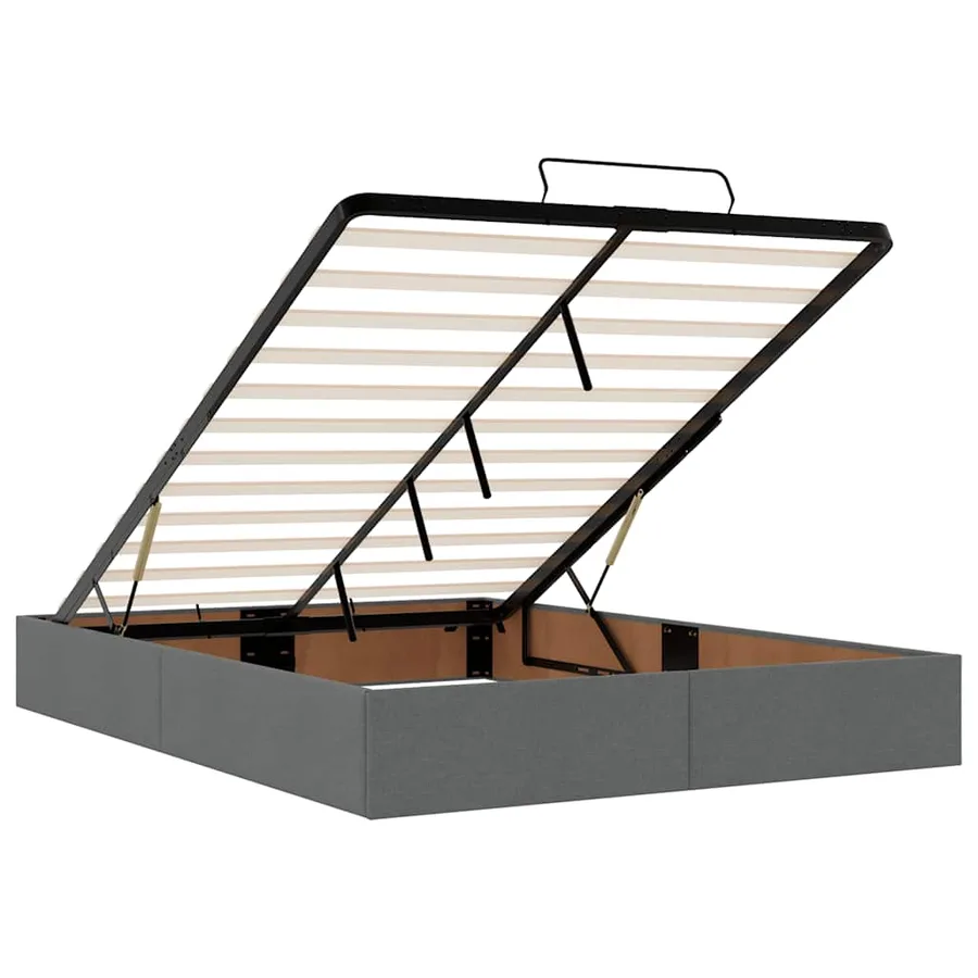 Lit ottoman avec matelas et LED gris foncé 140x200 cm tissu - 13