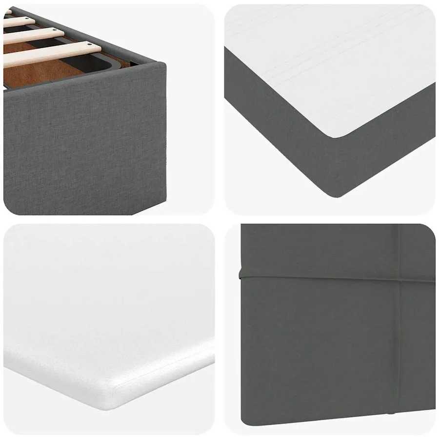 Lit ottoman avec matelas et LED gris foncé 140x200 cm tissu - 16
