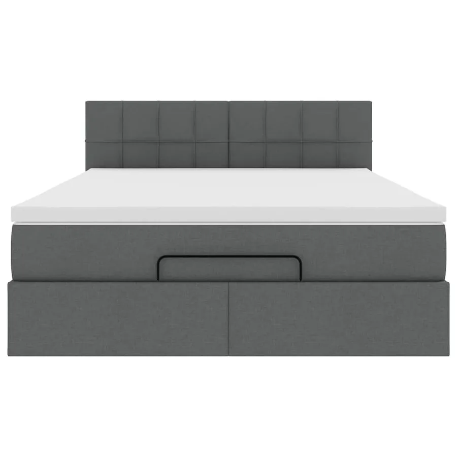 Lit ottoman avec matelas et LED gris foncé 140x200 cm tissu - 8