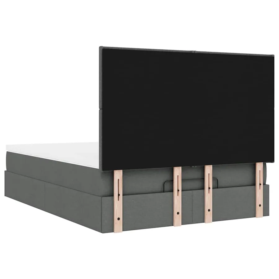 Cadre de lit ottoman avec matelas gris foncé 140x200 cm tissu - 12