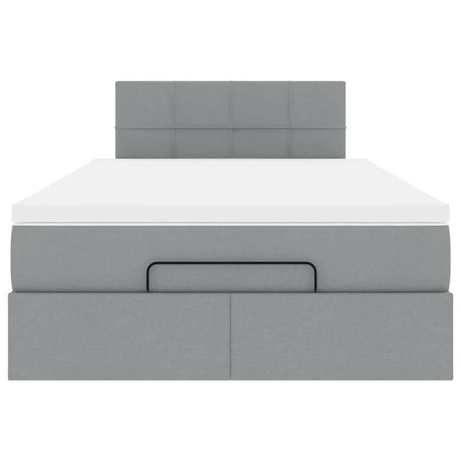 Lit ottoman avec matelas gris clair 120x190 cm tissu - 7