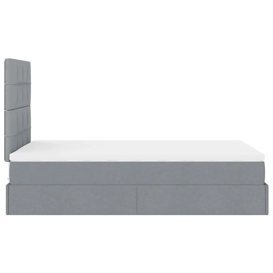 Cadre de lit ottoman avec matelas gris clair 120x190 cm tissu - 11