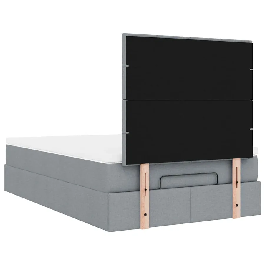 Cadre de lit ottoman avec matelas gris clair 120x190 cm tissu - 12