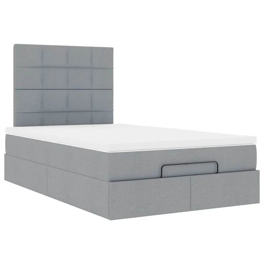 Cadre de lit ottoman avec matelas gris clair 120x190 cm tissu - 7