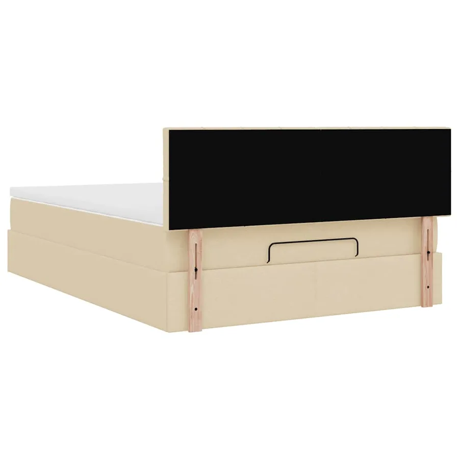 Lit ottoman avec matelas crème 140x200 cm tissu - 11
