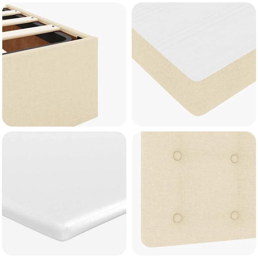 Lit ottoman avec matelas et LED crème 140x200 cm tissu - 16