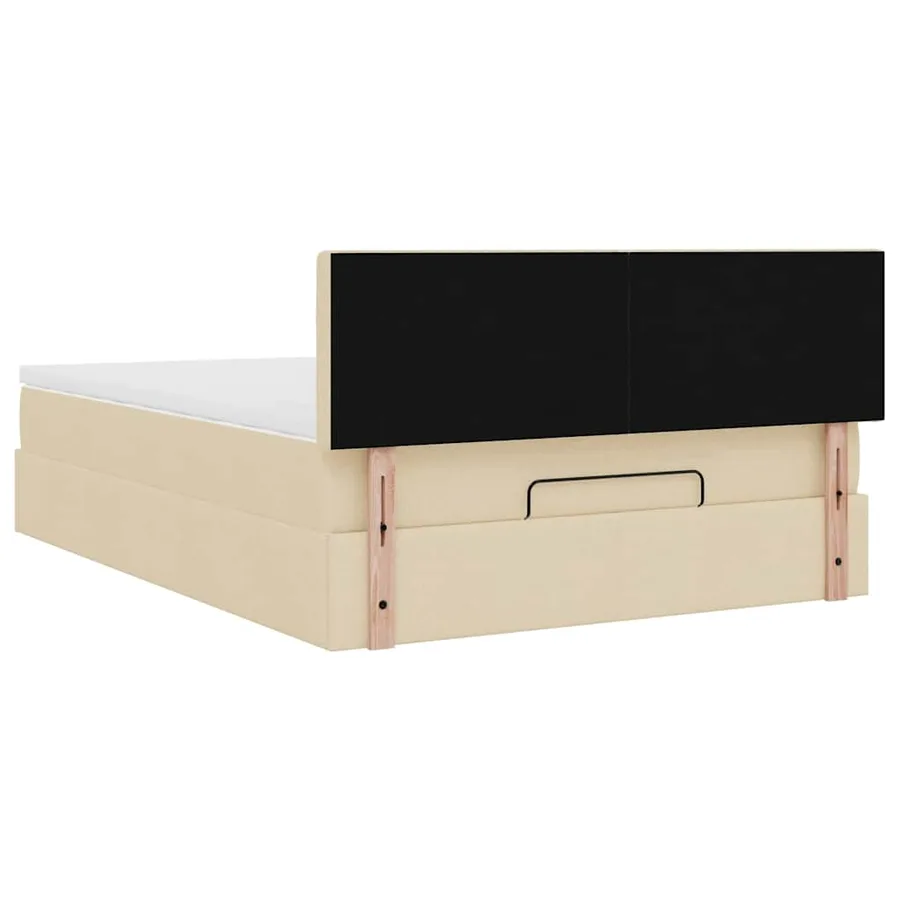 Lit ottoman avec matelas crème 140x200 cm tissu - 11