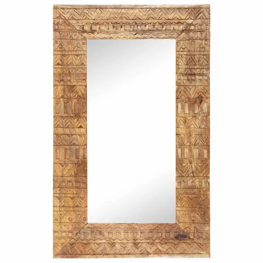 Miroir sculpté à la main 80x50x2,5 cm bois de manguier solide - 2