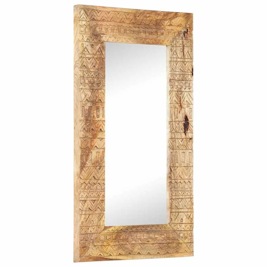 Miroir sculpté à la main 80x50x2,5 cm bois de manguier solide - 6