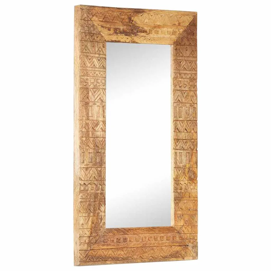 Miroir sculpté à la main 80x50x2,5 cm bois de manguier solide - 7