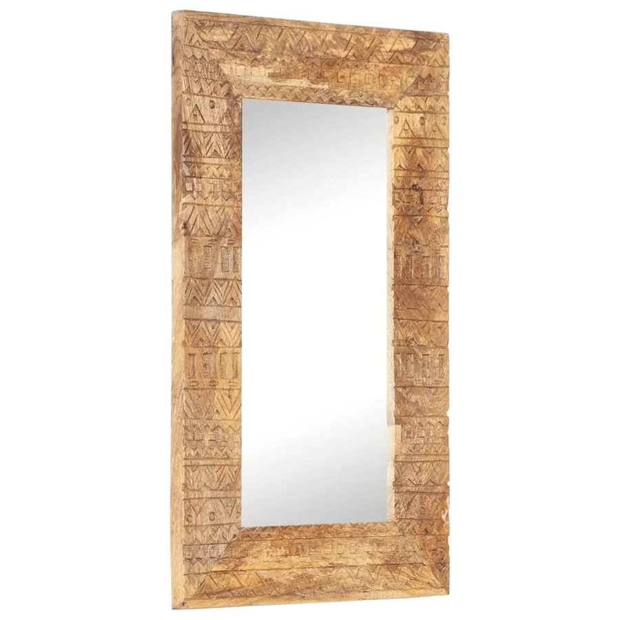 Miroir sculpté à la main 80x50x2,5 cm bois de manguier solide - 8