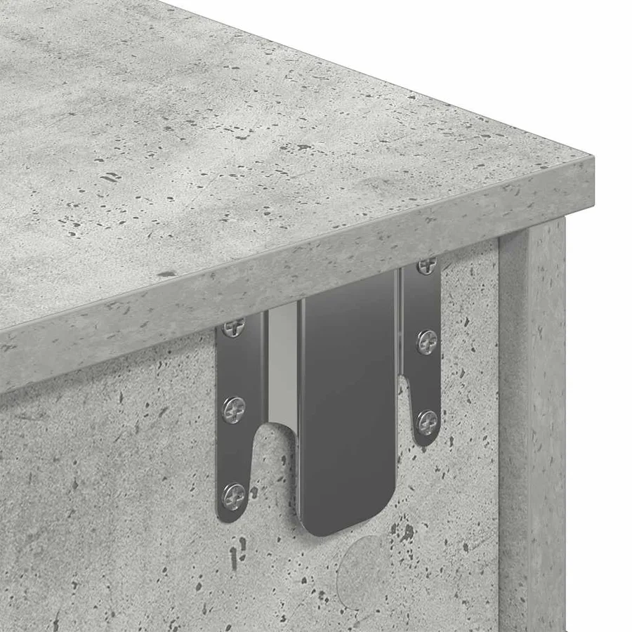 Étagère murale avec tiroirs gris béton bois d'ingénierie - 9