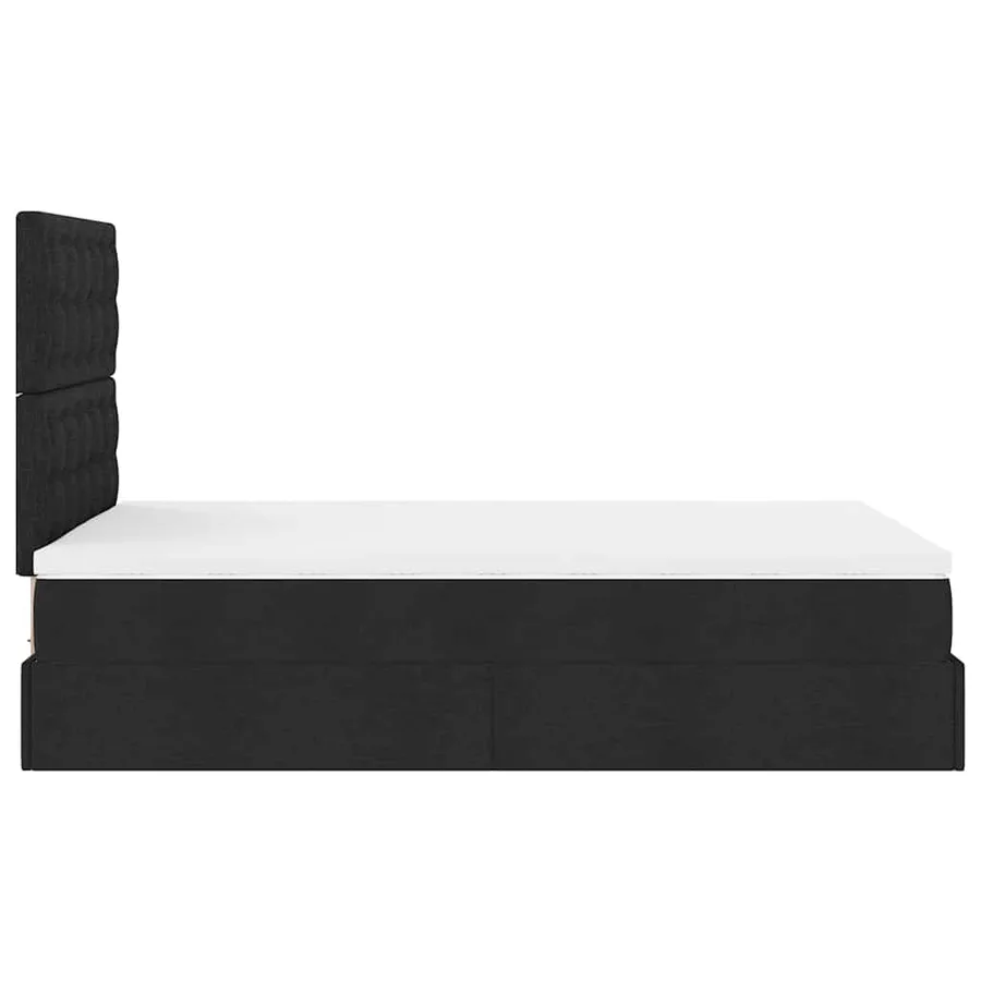 Cadre de lit ottoman avec matelas noir 120x190 cm tissu - 10