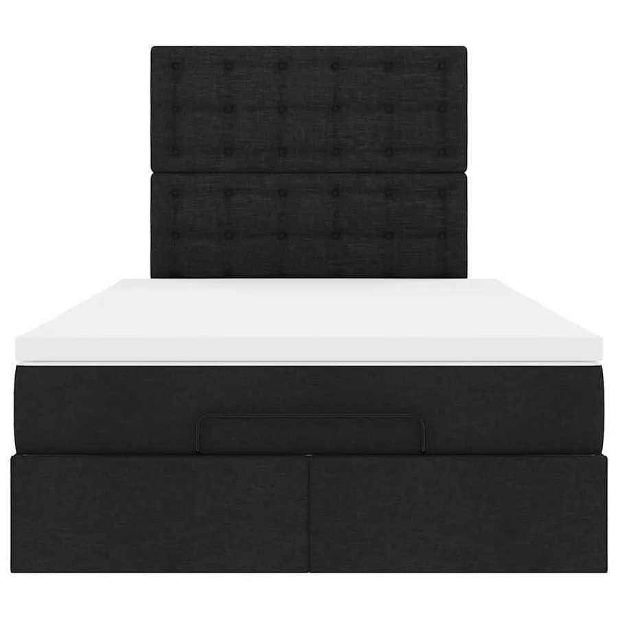 Cadre de lit ottoman avec matelas noir 120x190 cm tissu - 7