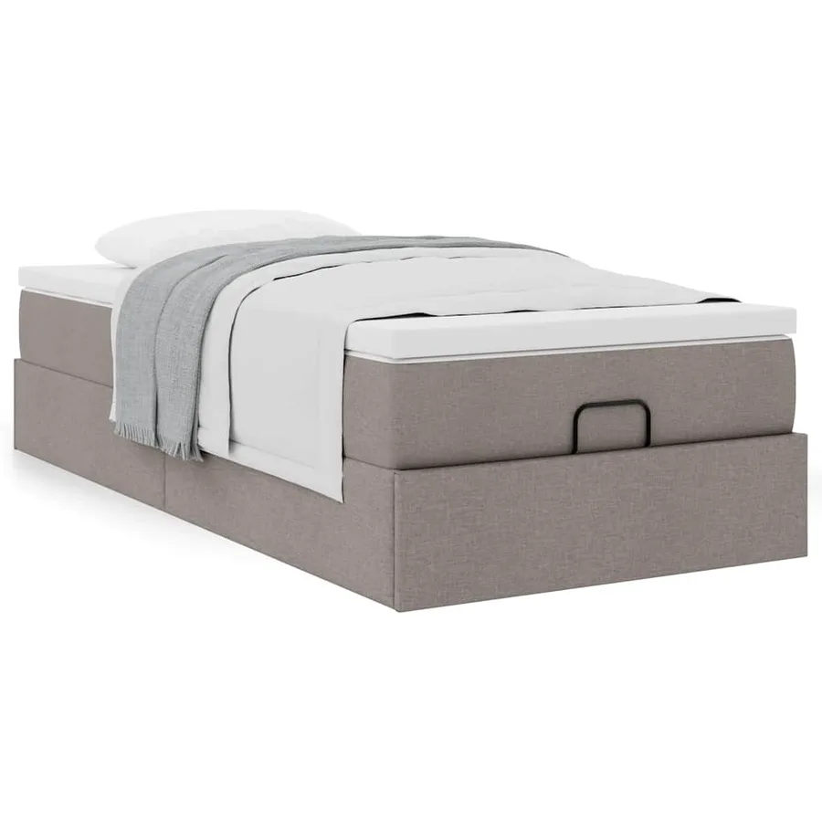Cadre de lit ottoman avec matelas taupe 100x200 cm tissu - 4