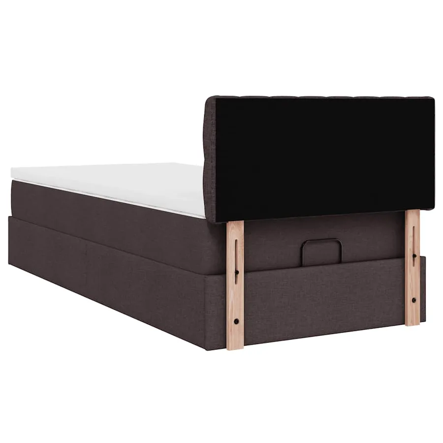Lit ottoman avec matelas marron foncé 100x200 cm tissu - 12