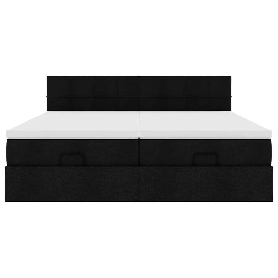 Cadre de lit ottoman avec matelas noir 200x200cm tissu - 7