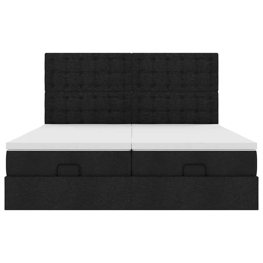 Cadre de lit ottoman avec matelas noir 200x200cm tissu - 7
