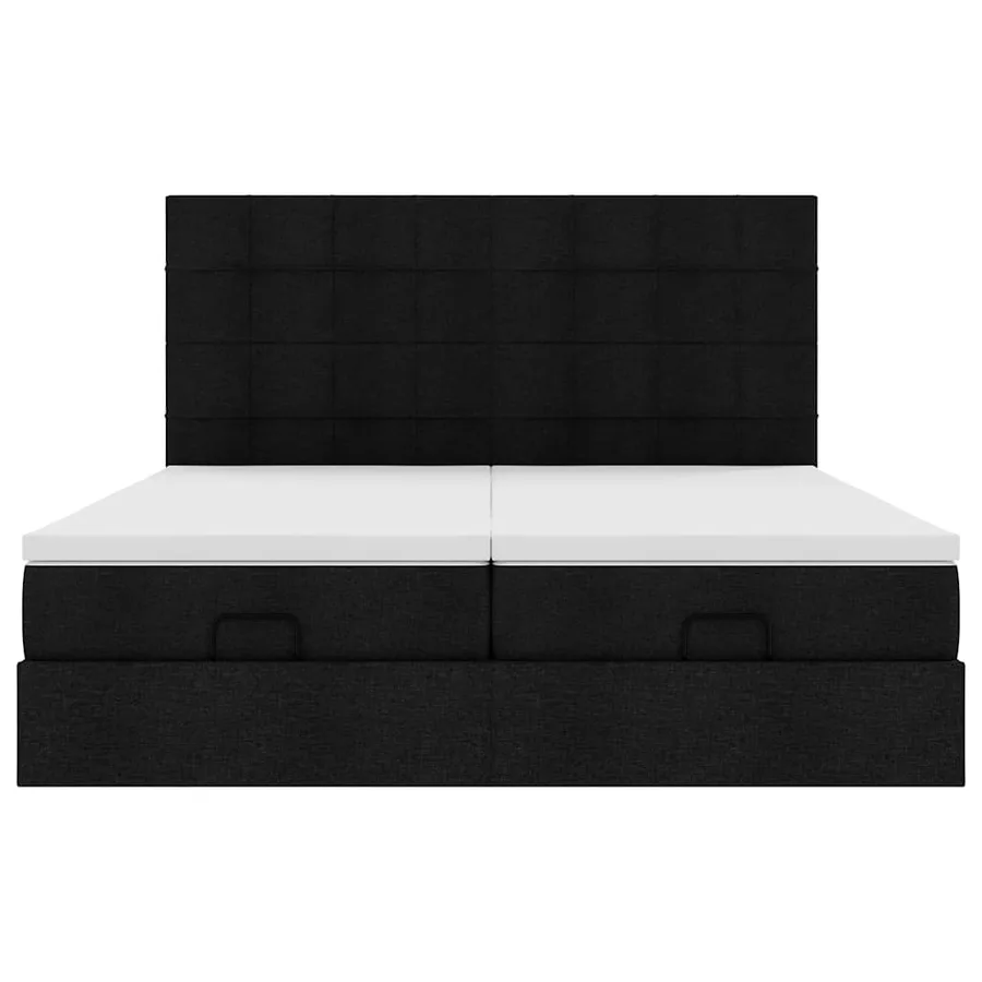 Cadre de lit ottoman avec matelas noir 200x200cm tissu - 7