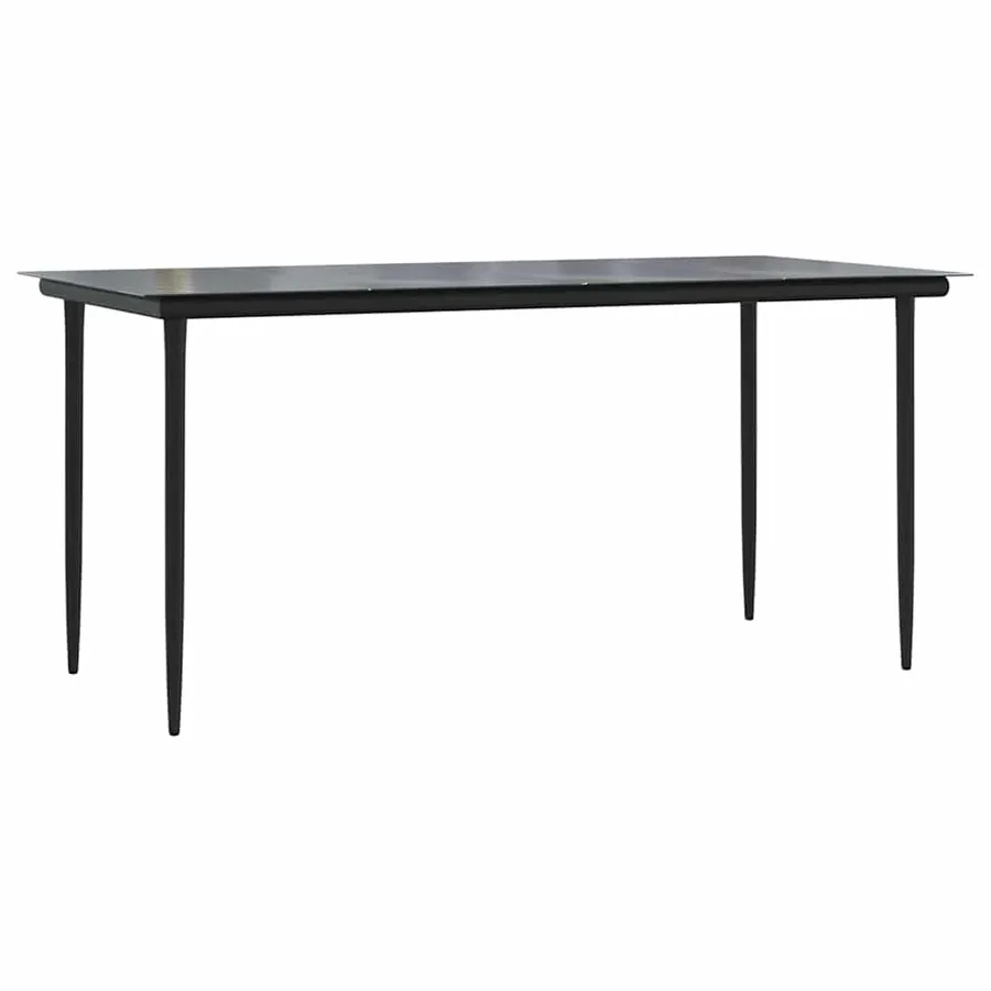 Ensemble à manger de jardin 5 pcs noir résine tressée verre - 6