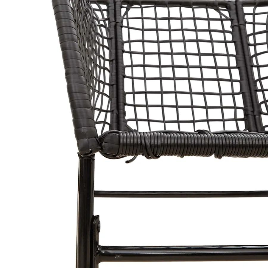 Ensemble à manger de jardin 5 pcs noir résine tressée verre - 8