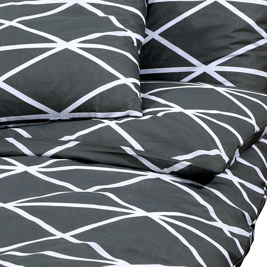 Ensemble de housse de couette Gris 200x220 cm Coton - 4