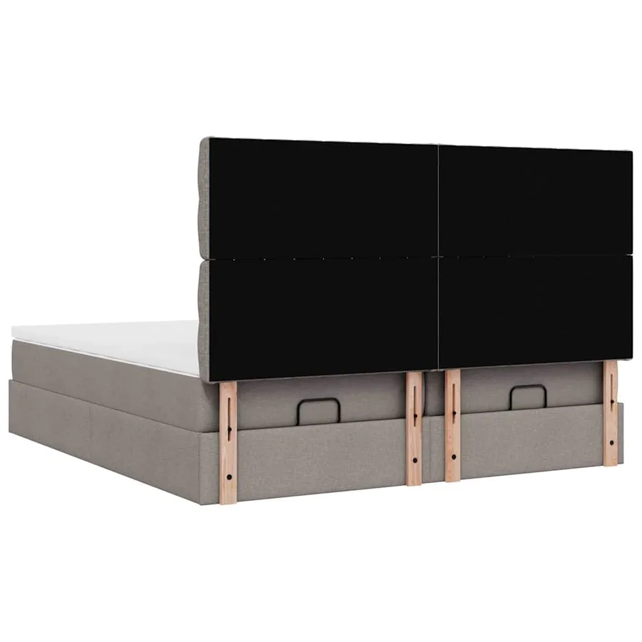 Cadre de lit ottoman avec matelas taupe 200x200cm tissu - 10