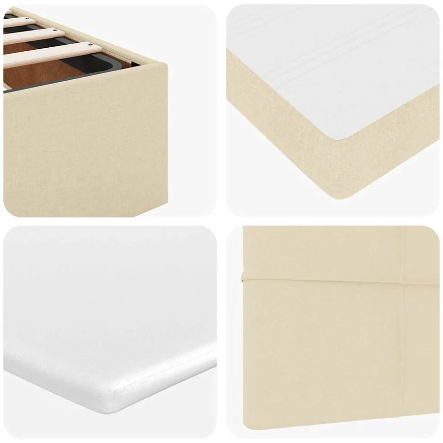 Lit ottoman avec matelas crème 100x200 cm tissu - 16