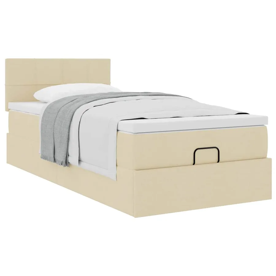 Lit ottoman avec matelas crème 100x200 cm tissu - 5
