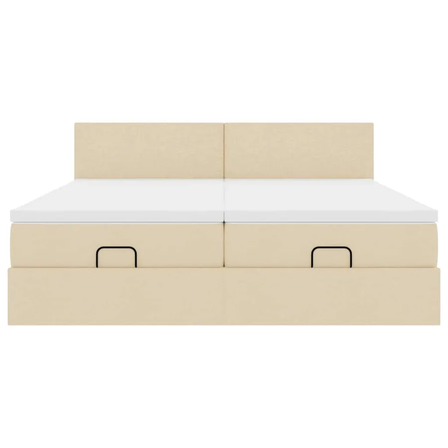 Cadre de lit ottoman avec matelas crème 200x200cm tissu - 7