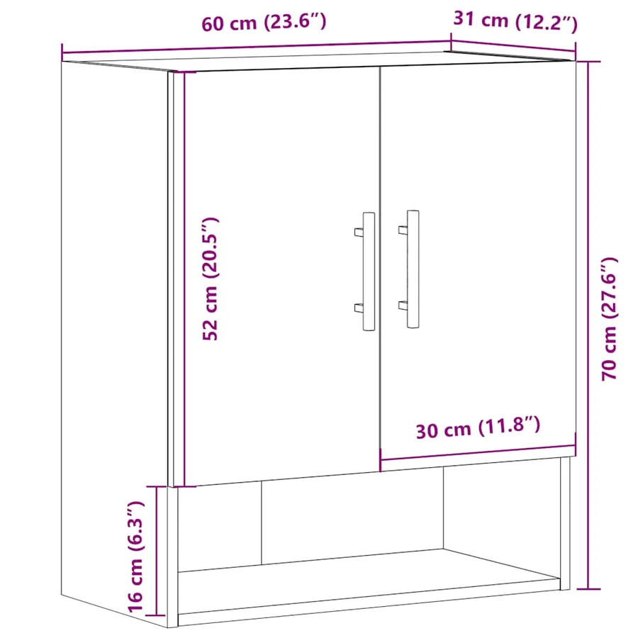 Armoire murale vieux bois 60x31x70 cm bois d'ingénierie - 11