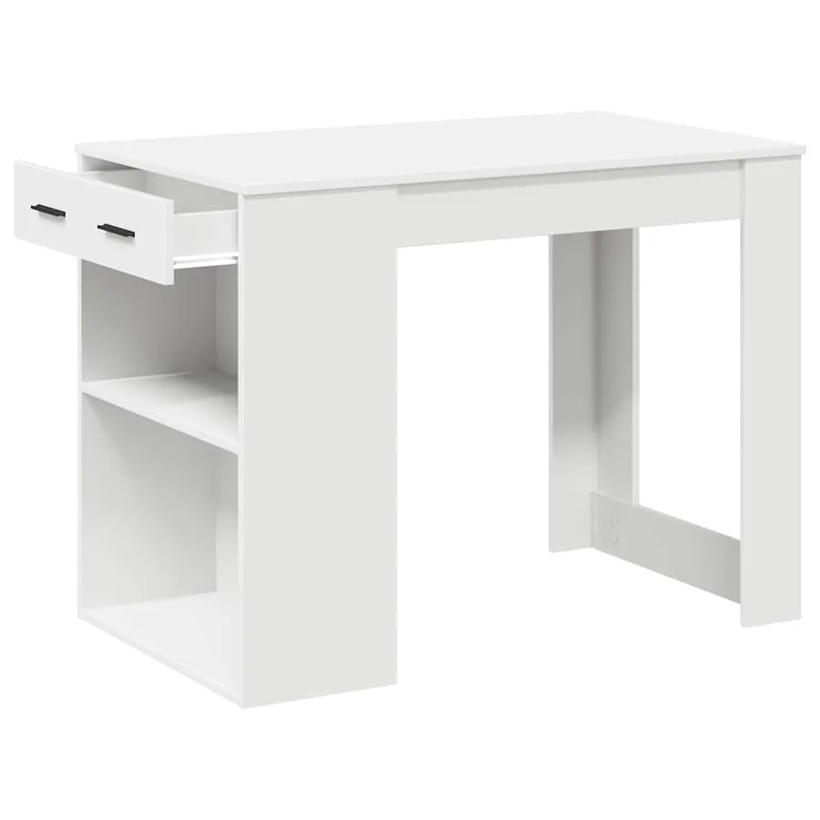 Bureau avec tiroir et étagère blanc bois d'ingénierie - 5