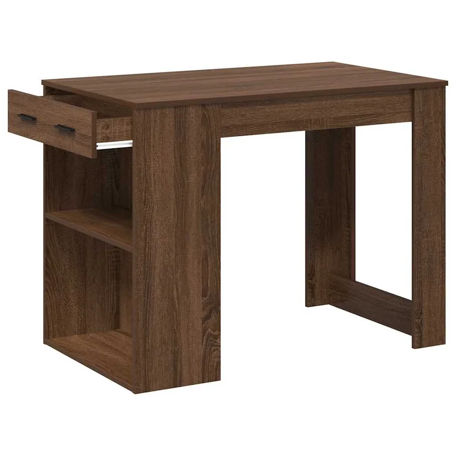 Bureau avec tiroir et étagère chêne marron bois d'ingénierie - 5