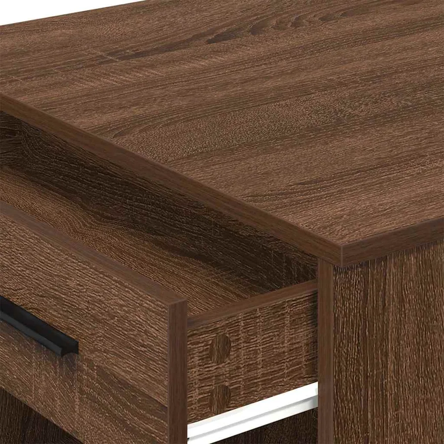 Bureau avec tiroir et étagère chêne marron bois d'ingénierie - 8