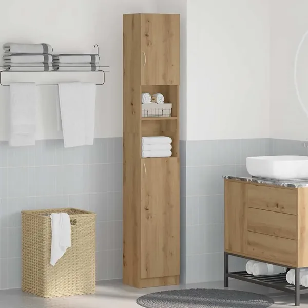 Meuble de salle de bain Chêne artisanal 32x25,5x190 cm Bois d'ingénierie