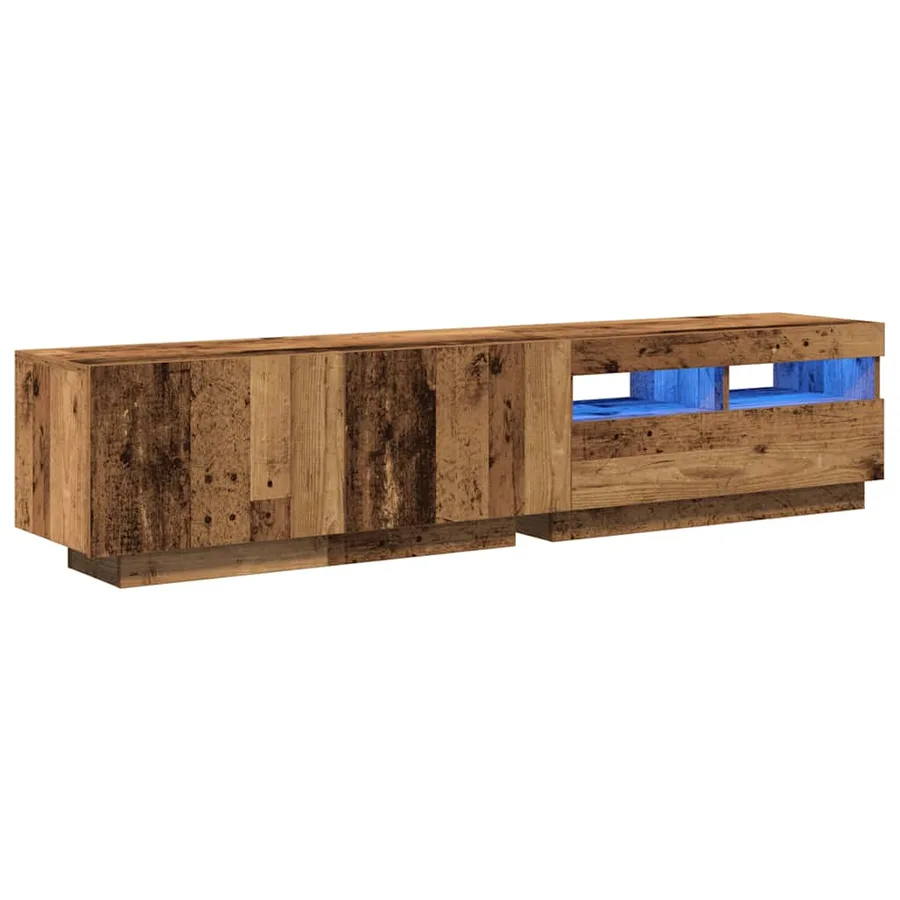 Meuble TV avec lumières LED vieux bois bois d'ingénierie - 3
