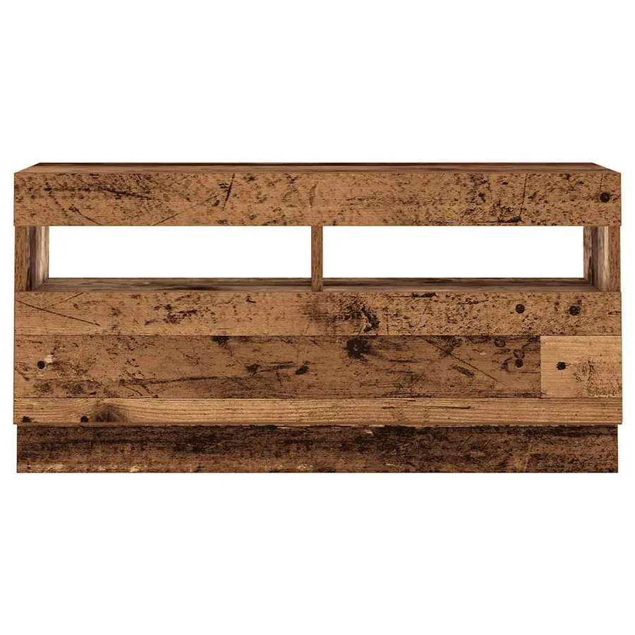 Meuble TV avec lumières LED vieux bois bois d'ingénierie - 7