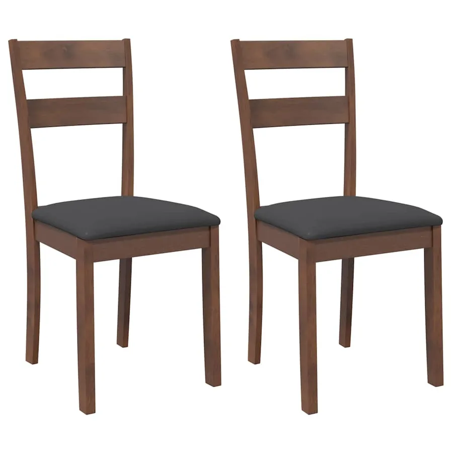 Chaises à manger coussins 2 pcs marron bois massif caoutchouc - 2