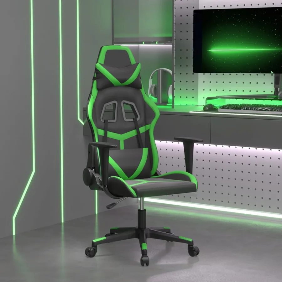 Chaise de jeu Noir et vert Similicuir