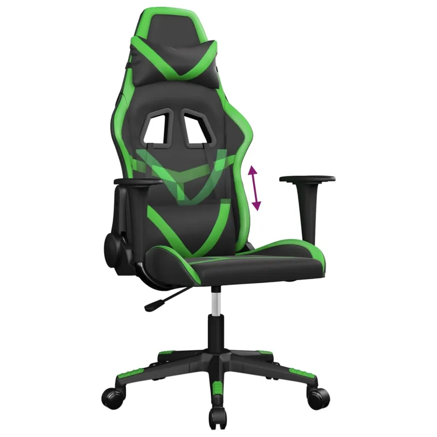 Chaise de jeu Noir et vert Similicuir - 7