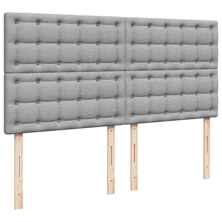 Cadre de lit ottoman et matelas gris clair 160x200cm tissu - 9