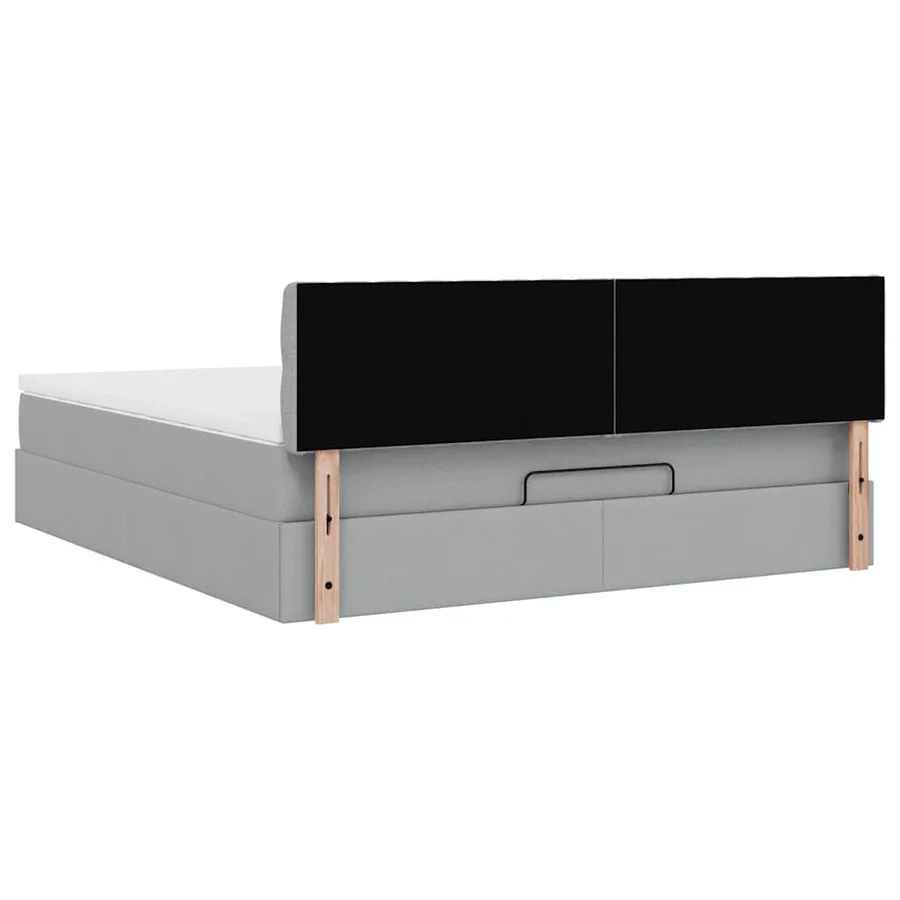 Lit ottoman avec matelas gris clair 160x200 cm tissu - 11