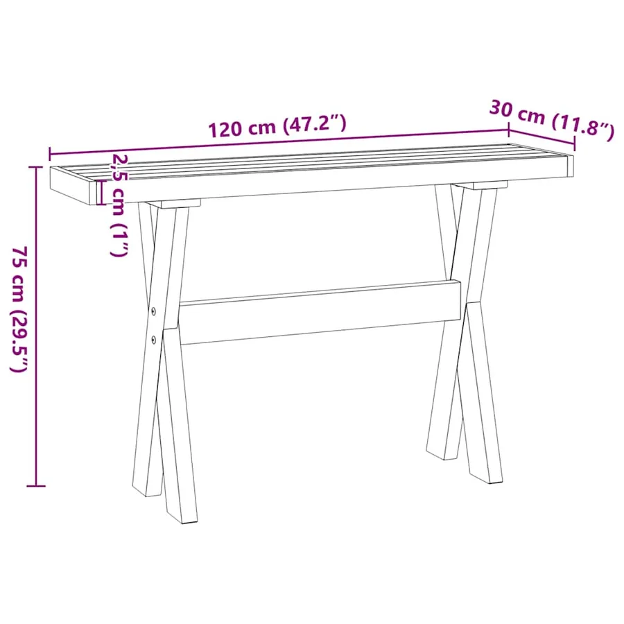 Table console NOAIN pieds en forme de X 120x30x75 cm massif pin - 9