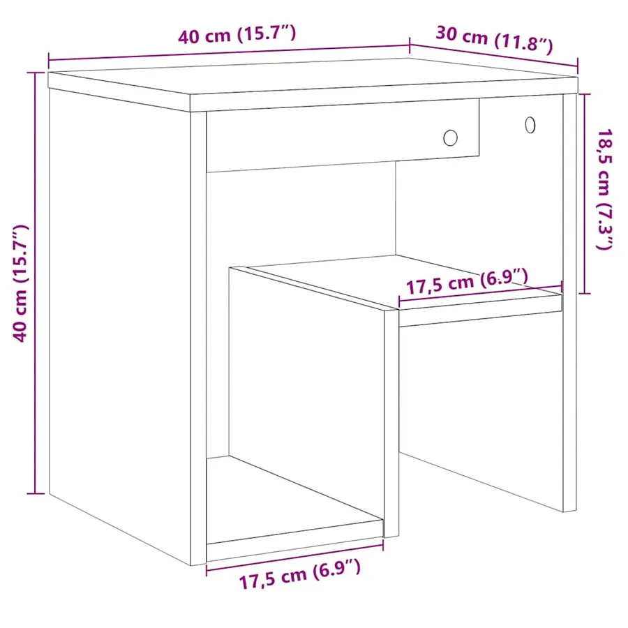 Table de chevet vieux bois 40x30x40 cm bois d'ingénierie - 10