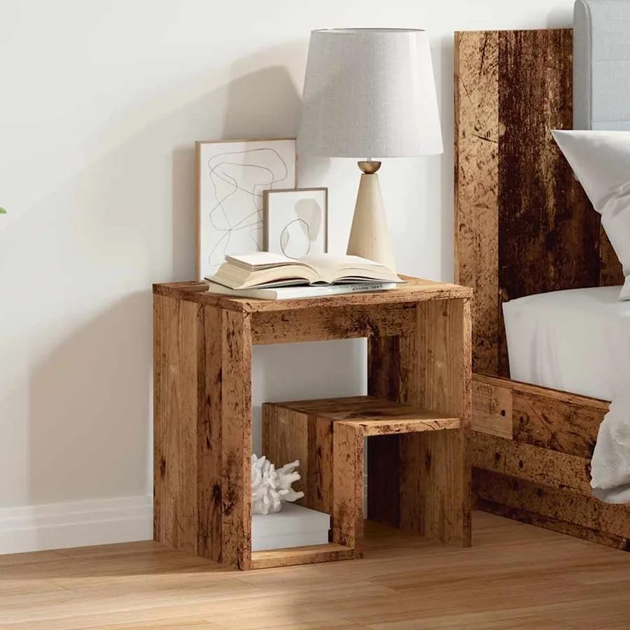 Table de chevet vieux bois 40x30x40 cm bois d'ingénierie - 4