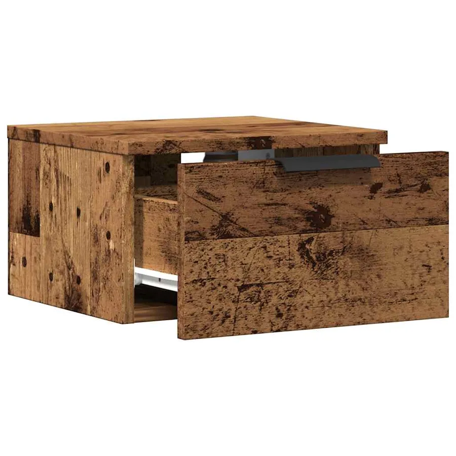 Table de chevet murale vieux bois 34x30x20 cm - 5