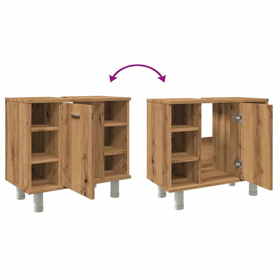 Armoire de salle de bain chêne artisanal 60x32x53,5 cm - 9